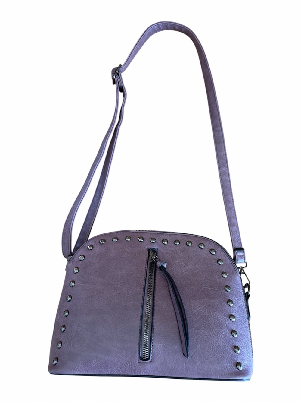 SAM & HADLEY Studded Dome Faux Leather Crossbody Bag